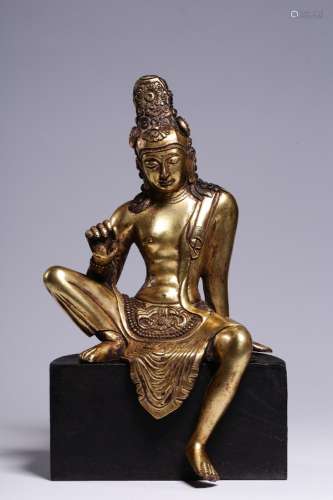 Guanyin cave, copper and gold element22 cm tall, 11 cm long,...