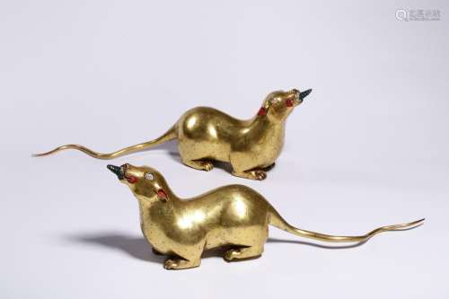 , copper and gold treasure rat vomit a couple33 cm long, 5.5...