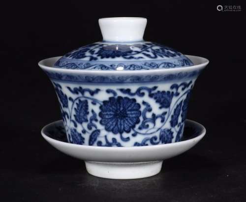: "" blue and white tie up branch lines tureen flo...