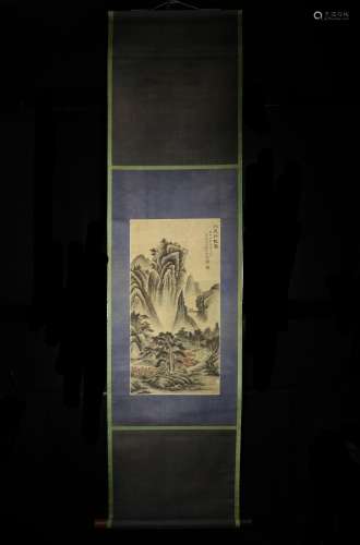 : "Cheng Zhengkui" jiangshan travelled figure silk...