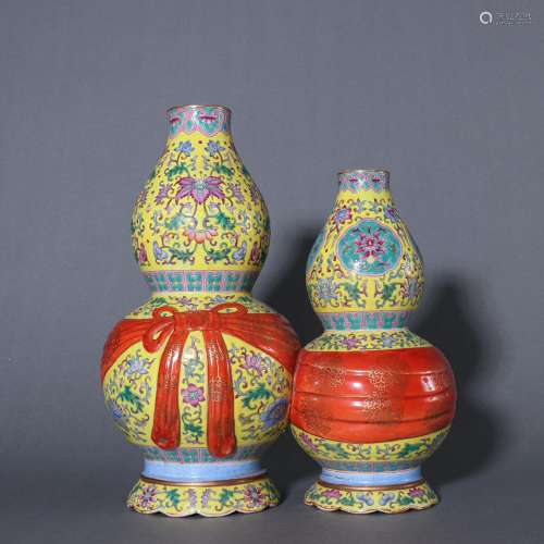 Huang pastel flowers lines double gourd bottleSpecification:...