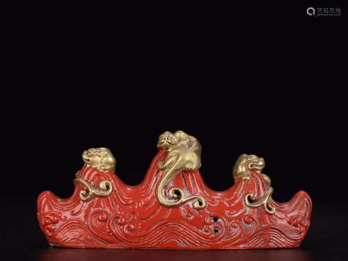 - red glaze colour pen rack dashanzi dragon pattern.Specific...