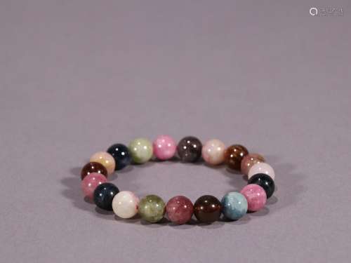 Color tourmaline hand round bead stringSpecification: bead d...