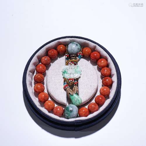 Evening red jade 18 handheldSpecification: bead diameter 1.3...