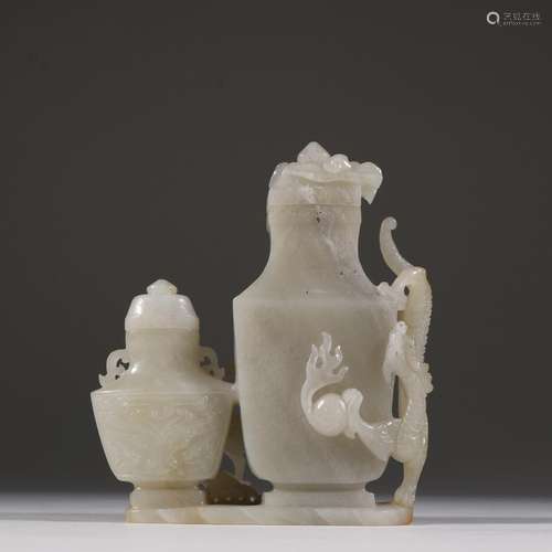 Xinjiang hetian jade seed makings longfeng bottles.Specifica...