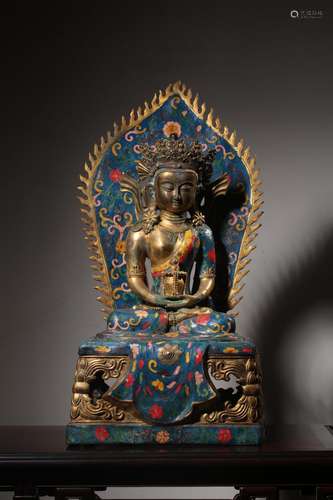 , copper cloisonne guanyin caveSize: 63 cm high, 32 cm long,...