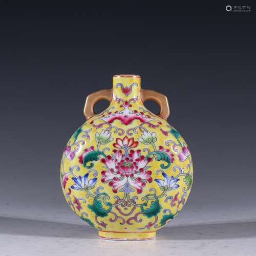 Yellow glaze enamel bat flower grain bottleSpecification: 10...