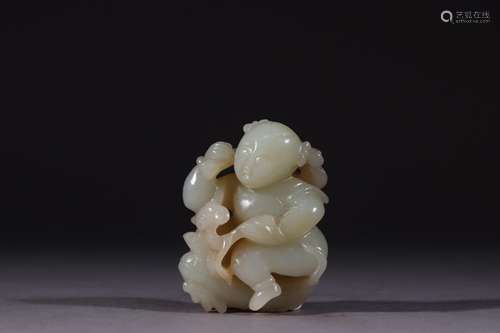 Hetian jade seed makings flexibly the lad carvings.Specifica...