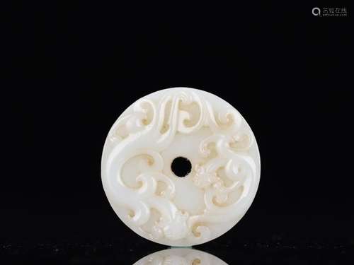 Hetian jade double dragon jadeSpecification: 1 cm thick diam...