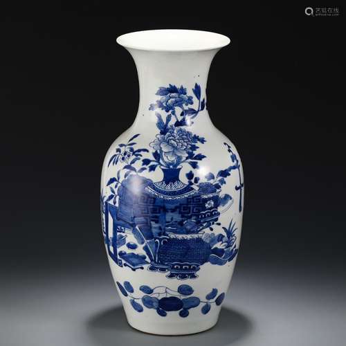 Blue and white flowers, bottleSize, 40.8 18.8 cm in diameter...