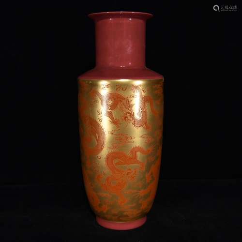 Carmine golden dragon grain bottle,Size 30.8 * 12.5,