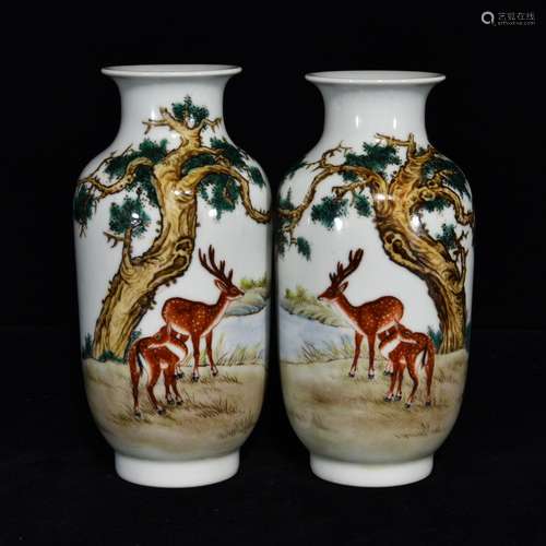 Colored enamel deer grain tank,Size 17.8 x 9,