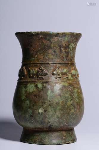 Previously, the bronze rabbit grain vessels14 cm high, abdom...