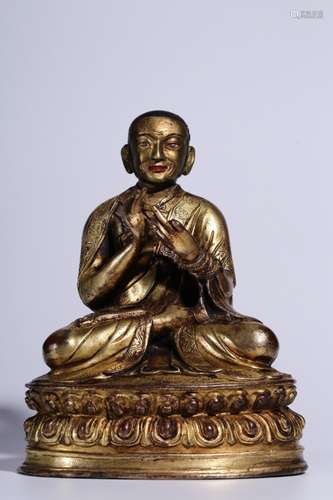 , copper guru's statue20.5 CM high 13.5 CM wideCave face...