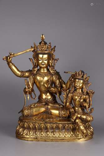 Shape: copper and gold double Buddha50 cm long, 27 cm wide, ...