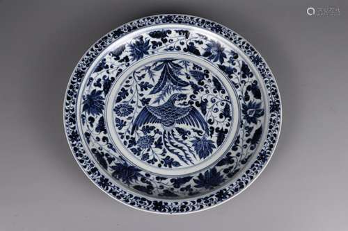 : blue and white chicken wear flowers fold along the plate40...