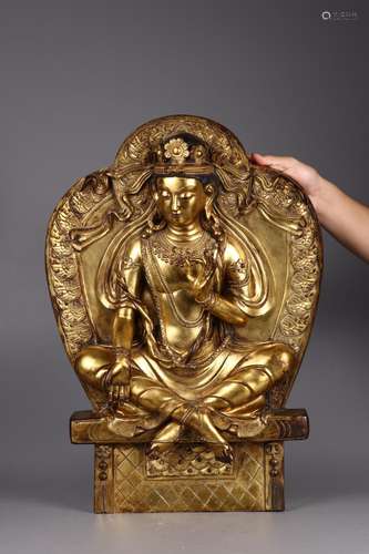 : copper and gold guanyin Buddha's statue43 cm long, 12 ...