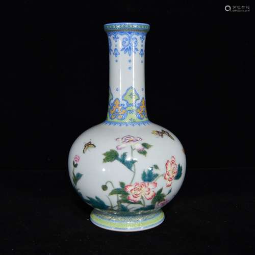 Colored enamel corn poppy flower grain bottle,Size 19 x 11,