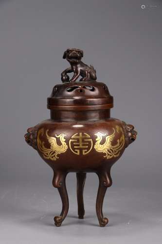 : "xuan" copper gilding, double phoenix group long...