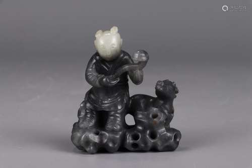 : hetian jade carvings lad play benevolent furnishing articl...