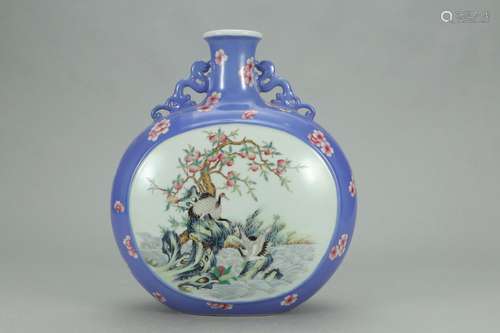 , "" blue glaze enamel flower medallion and grain ...