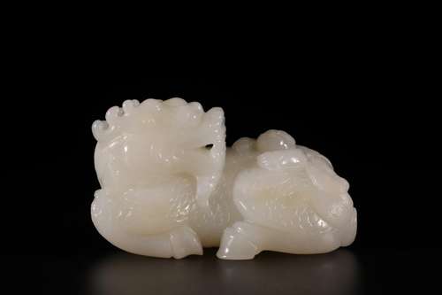 Hetian jade kirin Zi furnishing articlesSize: 8 x 4 x 4.5 cm...