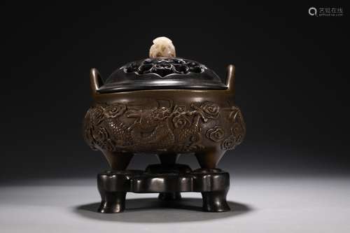 Dragon WenXiangLu, copperSize: 14.5 x 14.5 cm weighs 1660 g.