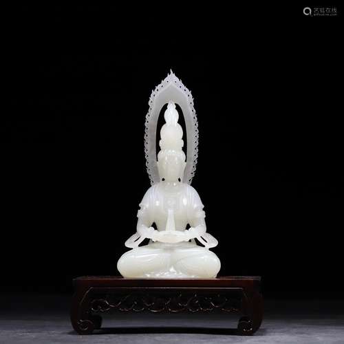 , hetian jade guanyin high 15.3 cm wide and 7.5 centimeters ...