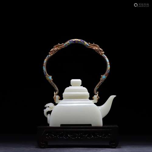 , hetian jade girder pot with beam 7.5 cm high 19.5 cm wide ...