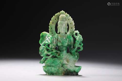 Jade guan YinSize: 7.2 * 10.6 * 1.6 cm weighs 156 g.