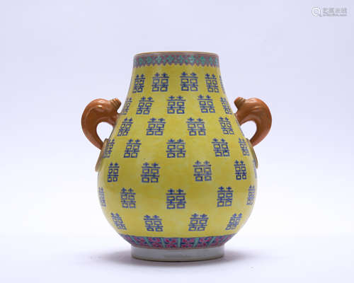 A yellow glazed jar