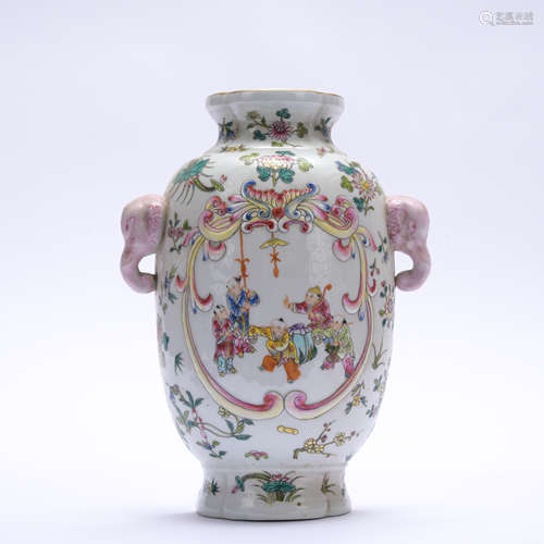 A famille-rose 'figure' vase