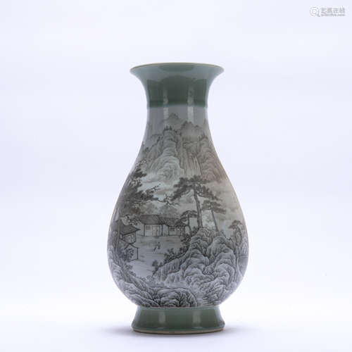 A Grisaille-painted 'landscape' vase