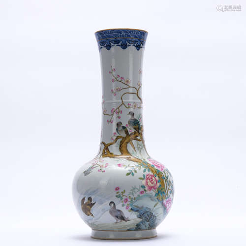 A famille-rose 'floral and birds' vase