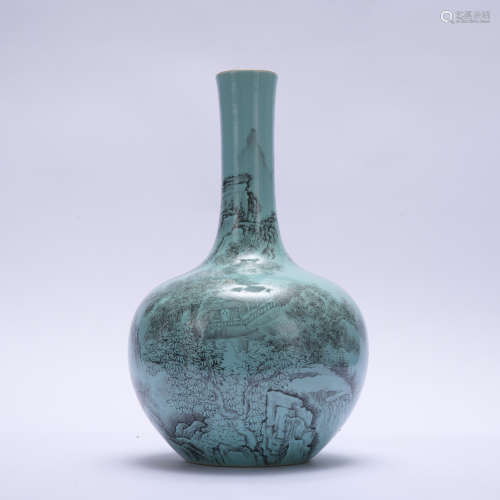 A Grisaille-painted 'landscape' vase