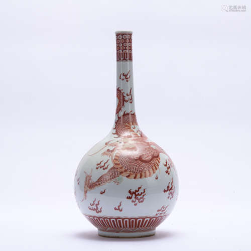 An allite red glazed 'dragon' bottle