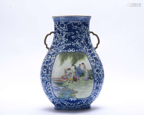 A blue and white 'figure' vase