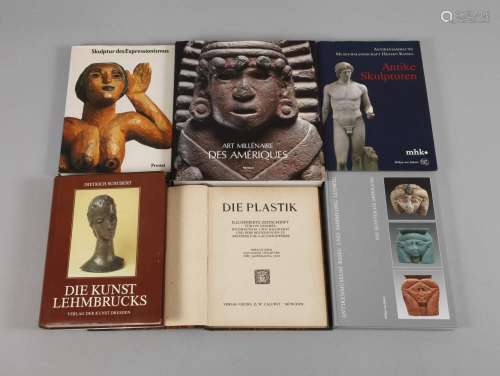 Sechs Fachbücher Plastik, Skulpturen und Skulpteure