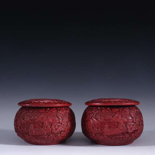 Stories of carved lacquerware go tank of a coupleSpecificati...