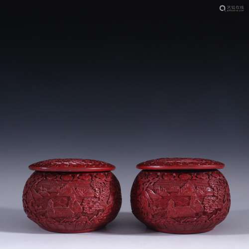 Stories of carved lacquerware go tank of a coupleSpecificati...