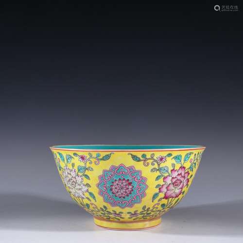 Yellow powder enamel bloom prosperous bowlSpecification: hig...