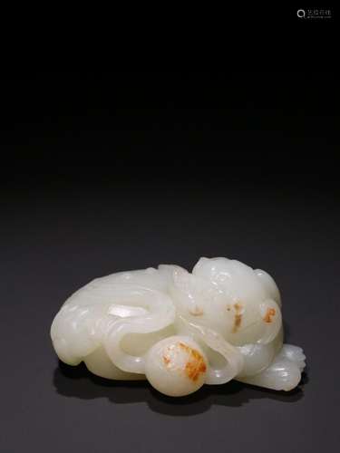 Hetian jade seed makings lion play ball carvings.Specificati...