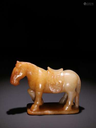 On the evening of hetian jade jade horse furnishing articles...