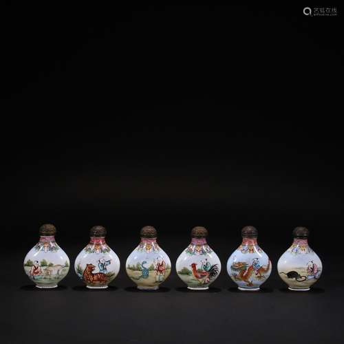 Copper foetus enamel snuff bottlezodiac.Specification: singl...