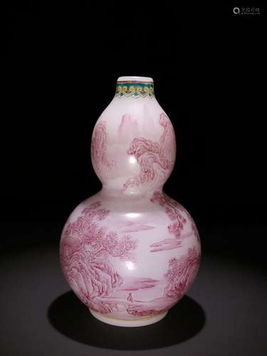 Figure gourd bottle material tire painted enamel landscape.S...