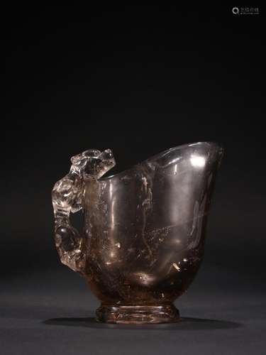 Natural tea-coloured crystal therefore dragon cup.Specificat...