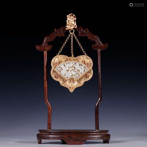 Silver and gold inlaid with hetian jade sweet bursaSpecifica...