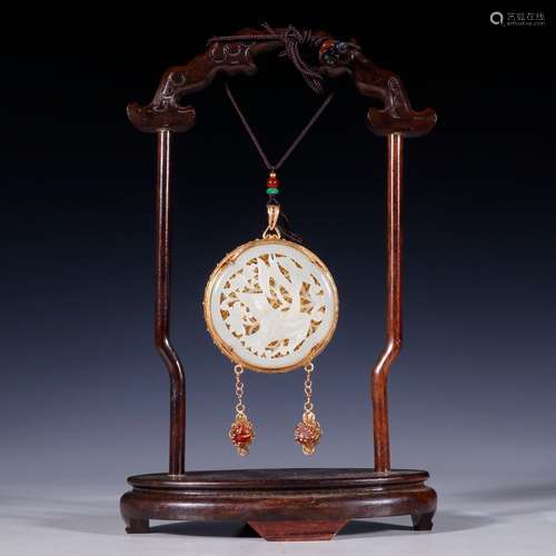 Silver and gold inlaid with hetian jade sweet bursaSpecifica...