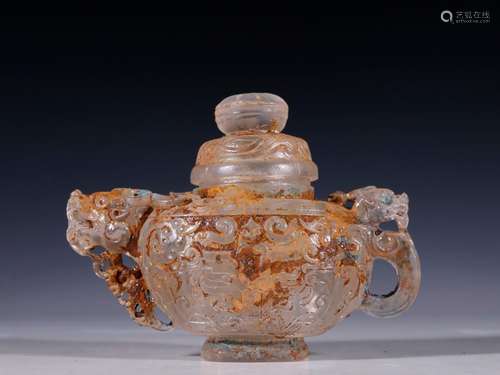 Old coloured glaze longnu potSpecification: high 10.3 13.6 5...