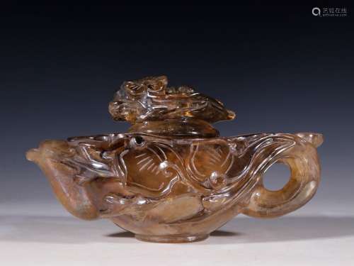 Old tea-coloured crystal plum flower potSpecification: high ...